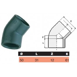 Coude à 45° à coller Ø50