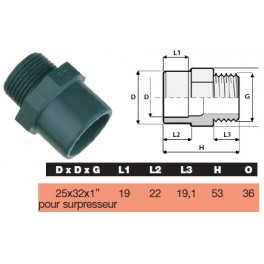 Embout Mâle/femelle à coller