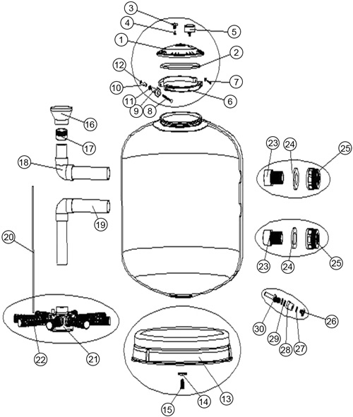 Filtre de remplacement Astralpool Bouchon à vis anneau de col