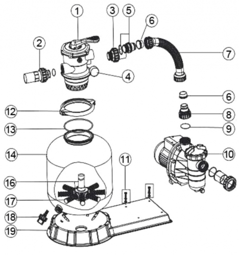 Kit complet raccord (pompe - piscine) + joint ACIS Platine filtration VIPool 4 m3