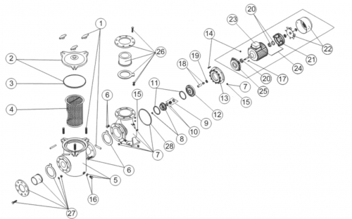 Turbine PPE Fonte 4-15 CV - 5,5 CV, avec Ecrou (ASTRAL) AstralPool ARAL C1500