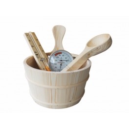 Seau bois 5L avec accessoires pour sauna